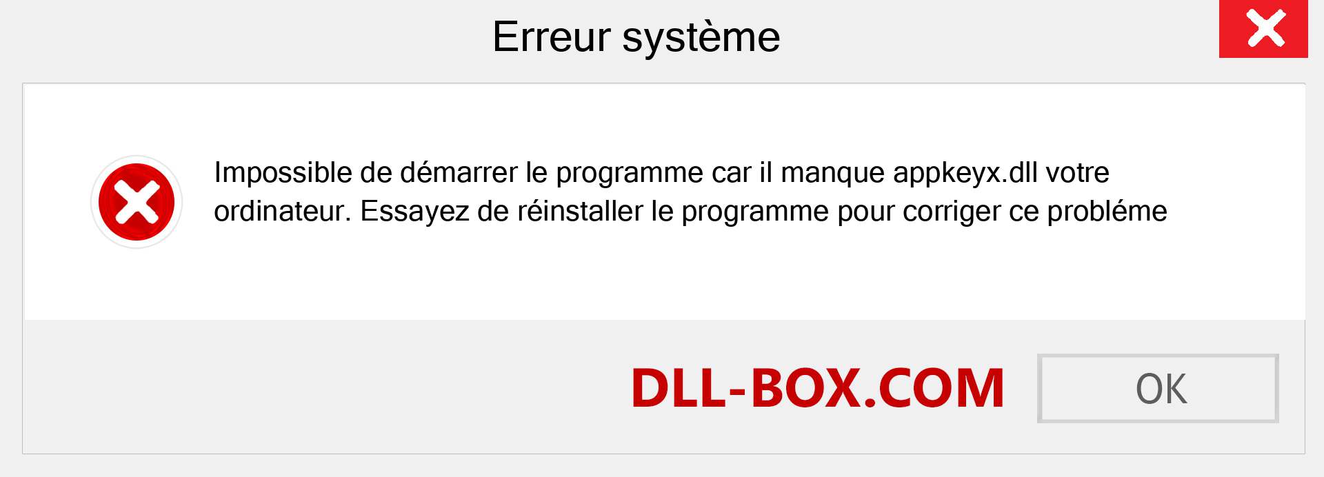 Le fichier appkeyx.dll est manquant ?. Télécharger pour Windows 7, 8, 10 - Correction de l'erreur manquante appkeyx dll sur Windows, photos, images